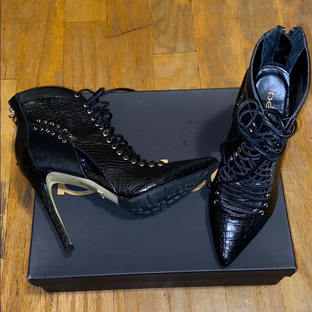 Black Snake Skin Booties